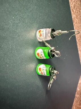 Green Jar Earrings with Tiny Floral Labels
